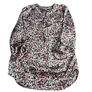 Daniel Rainn Floral High Low Blouse Women’s Large Silky Long Sleeve Popover Top
